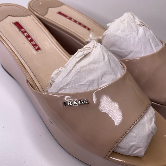 Prada Nude Patent Leather Sliders - Picture 7 of 7